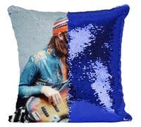 Fabulous Housse de Coussin à Sequin - Paillettes Bleu Jaco Pastorius Jazzbass Vintage [40 x 40 cm] Bleu G