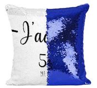 Fabulous Housse de Coussin à Sequin - Paillettes Bleu J'Adore 55 Meuse Departement Bar Le Duc [40 x 40 cm] Bleu G