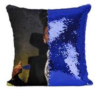Fabulous Housse de Coussin à Sequin - Paillettes Bleu Janelle Monae Chanteuse 2 [40 x 40 cm] Bleu G