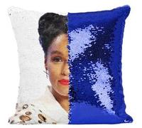 Fabulous Housse de Coussin à Sequin - Paillettes Bleu Janelle Monae Chanteuse Artiste Soul [40 x 40 cm] Bleu G