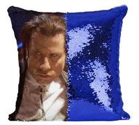 Fabulous Housse de Coussin à Sequin - Paillettes Bleu John Travolta Danse Rock Pulp Fiction [40 x 40 cm] Bleu G