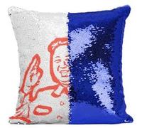 Fabulous Housse de Coussin à Sequin - Paillettes Bleu Kim Jong Un Dictateur Coree du Nord [40 x 40 cm] Bleu G