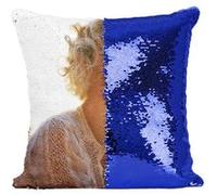 Fabulous Housse de Coussin à Sequin - Paillettes Bleu Kylie Minogue Contre-jour Chanteuse [40 x 40 cm] Bleu G