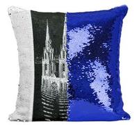Fabulous Housse de Coussin à Sequin - Paillettes Bleu La Cathedrale Engloutie Escher Dessin [40 x 40 cm] Bleu G