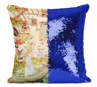 Fabulous Housse de Coussin à Sequin - Paillettes Bleu La Reine Des Neiges Les Contes d'Andersen [40 x 40 cm] Bleu G