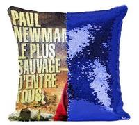 Fabulous Housse de Coussin à Sequin - Paillettes Bleu Le Plus Sauvage d'Entre Tous Vieille Affiche [40 x 40 cm] Bleu G
