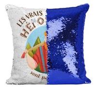 Fabulous Housse de Coussin à Sequin - Paillettes Bleu Les Vrais Héros - Bûcheron [40 x 40 cm] Bleu G