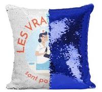 Fabulous Housse de Coussin à Sequin - Paillettes Bleu Les Vrais Héros - Infirmière Auxiliaire [40 x 40 cm] Bleu G