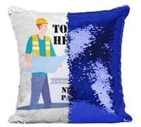 Fabulous Housse de Coussin à Sequin - Paillettes Bleu Les Vrais Héros - Ingénieur [40 x 40 cm] Bleu G