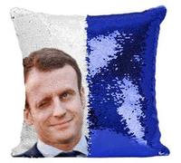 Fabulous Housse de Coussin à Sequin - Paillettes Bleu Macron Clin d'Oeil President [40 x 40 cm] Bleu G