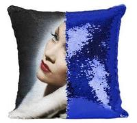 Fabulous Housse de Coussin à Sequin - Paillettes Bleu Marlène Dietrich Actrice 12 [40 x 40 cm] Bleu G