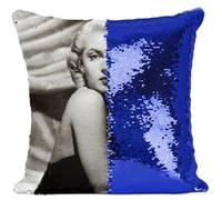 Fabulous Housse de Coussin à Sequin - Paillettes Bleu Marlène Dietrich Actrice 13 [40 x 40 cm] Bleu G