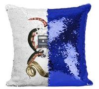 Fabulous Housse de Coussin à Sequin - Paillettes Bleu Médusa Cassette [40 x 40 cm] Bleu G
