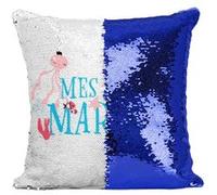 Fabulous Housse de Coussin à Sequin - Paillettes Bleu Mes Amis Marins [40 x 40 cm] Bleu G