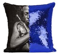 Fabulous Housse de Coussin à Sequin - Paillettes Bleu Miles Davis Tutu 80's [40 x 40 cm] Bleu G