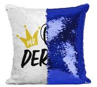 Fabulous Housse de Coussin à Sequin - Paillettes Bleu Mr One Derful [40 x 40 cm] Bleu G