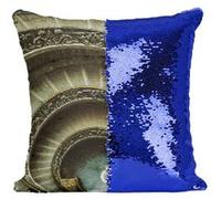 Fabulous Housse de Coussin à Sequin - Paillettes Bleu Musée du Vatican Escalier Gris en Spirale [40 x 40 cm] Bleu G