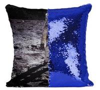 Fabulous Housse de Coussin à Sequin - Paillettes Bleu Neil Armstrong Premier Pas Sur La lune [40 x 40 cm] Bleu G