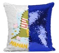 Fabulous Housse de Coussin à Sequin - Paillettes Bleu Odile la Maman Crocodile [40 x 40 cm] Bleu G