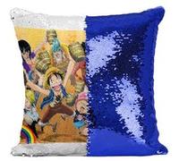 Fabulous Housse de Coussin à Sequin - Paillettes Bleu One Piece Pirate [40 x 40 cm] Bleu G