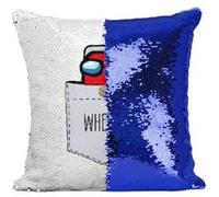 Fabulous Housse de Coussin à Sequin - Paillettes Bleu Poche Surprise Imposteur [40 x 40 cm] Bleu G