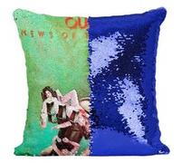 Fabulous Housse de Coussin à Sequin - Paillettes Bleu Queen Freddie Mercury News of the World [40 x 40 cm] Bleu G
