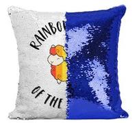 Fabulous Housse de Coussin à Sequin - Paillettes Bleu Rainbow Sheep of the Family [40 x 40 cm] Bleu G