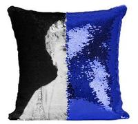 Fabulous Housse de Coussin à Sequin - Paillettes Bleu Reine Elizabeth Jeune Angleterre [40 x 40 cm] Bleu G