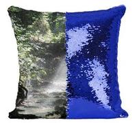 Fabulous Housse de Coussin à Sequin - Paillettes Bleu Riviere de Sous Bois Rayon de Soleil [40 x 40 cm] Bleu G
