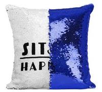 Fabulous Housse de Coussin à Sequin - Paillettes Bleu Sit Happens [40 x 40 cm] Bleu G