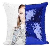 Fabulous Housse de Coussin à Sequin - Paillettes Bleu Sophie Turner Actrice [40 x 40 cm] Bleu G