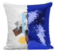 Fabulous Housse de Coussin à Sequin - Paillettes Bleu Style Standing Art [40 x 40 cm] Bleu G