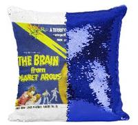 Fabulous Housse de Coussin à Sequin - Paillettes Bleu the Brain From Planet Arous Cinéma Vintage [40 x 40 cm] Bleu G