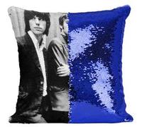 Fabulous Housse de Coussin à Sequin - Paillettes Bleu The Yardbirds Eric Clapton Jimmy Page 70's [40 x 40 cm] Bleu G