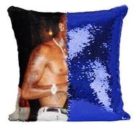 Fabulous Housse de Coussin à Sequin - Paillettes Bleu Tupac Shakur Live Concert [40 x 40 cm] Bleu G