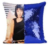 Fabulous Housse de Coussin à Sequin - Paillettes Bleu Uma Thurman Pulp Fiction Lit [40 x 40 cm] Bleu G