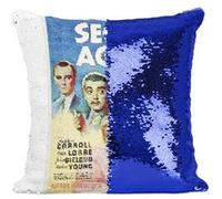 Fabulous Housse de Coussin à Sequin - Paillettes Bleu Vieille Affiche Anglaise de Film Secret Agent [40 x 40 cm] Bleu G