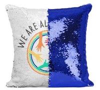 Fabulous Housse de Coussin à Sequin - Paillettes Bleu We Are All Humans LGBT [40 x 40 cm] Bleu G