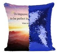 Fabulous Housse de Coussin à Sequin - Paillettes Bleu Winston Churchill To Improve Citation [40 x 40 cm] Bleu G