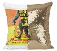 Fabulous Housse de Coussin à Sequin - Paillettes Doré 20 Million Miles to Earth Cinéma Vintage [40 x 40 cm] Doré G