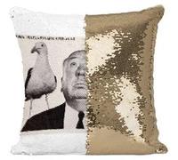 Fabulous Housse de Coussin à Sequin - Paillettes Doré Alfred Hitchcock Réalisateur 6 [40 x 40 cm] Doré G