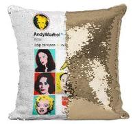 Fabulous Housse de Coussin à Sequin - Paillettes Doré Andy Warhol Instagram [40 x 40 cm] Doré G