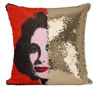 Fabulous Housse de Coussin à Sequin - Paillettes Doré Andy Warhol Portrait Elizabeth Taylor [40 x 40 cm] Doré G