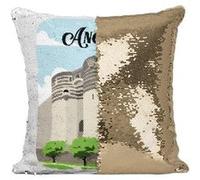 Fabulous Housse de Coussin à Sequin - Paillettes Doré Angers Château [40 x 40 cm] Doré G