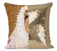 Fabulous Housse de Coussin à Sequin - Paillettes Doré Autoportrait de Frida Kahlo Nonne [40 x 40 cm] Doré G