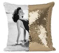 Fabulous Housse de Coussin à Sequin - Paillettes Doré Ava Gardner Actrice 19 Plage [40 x 40 cm] Doré G