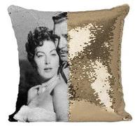 Fabulous Housse de Coussin à Sequin - Paillettes Doré Ava Gardner et Clark Gable Acteurs 1 [40 x 40 cm] Doré G