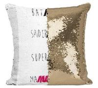 Fabulous Housse de Coussin à Sequin - Paillettes Doré Batman Superman Spiderman Ma Maman Humour Super Mere [40 x 40 cm] Doré G