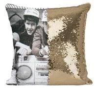 Fabulous Housse de Coussin à Sequin - Paillettes Doré Beastie Boys Photo Vintage Ghetto Blaster [40 x 40 cm] Doré G
