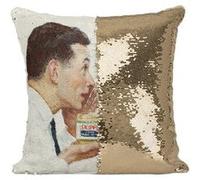 Fabulous Housse de Coussin à Sequin - Paillettes Doré Beurre de Cacahuete Skippy Peinture Norman Rockwell [40 x 40 cm] Doré G